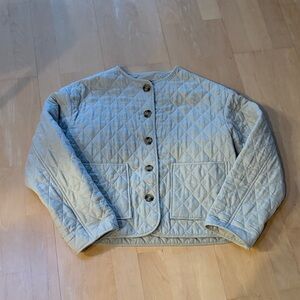 Zara Light Gray Quilted Puffer Jacket